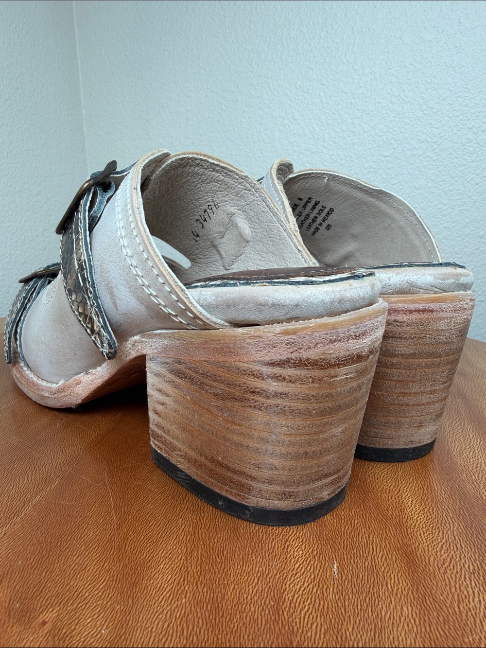 Freebird by Steven Caprice Leather Double Buckle Mule Sandals Block Heel Size 8 - Picture 13 of 16